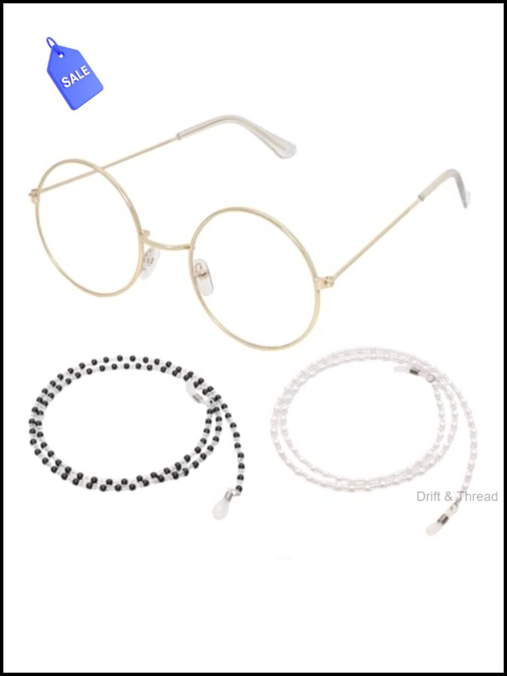 Granny Glasses 100th Day of School Costume Accessories with Beaded Chains
